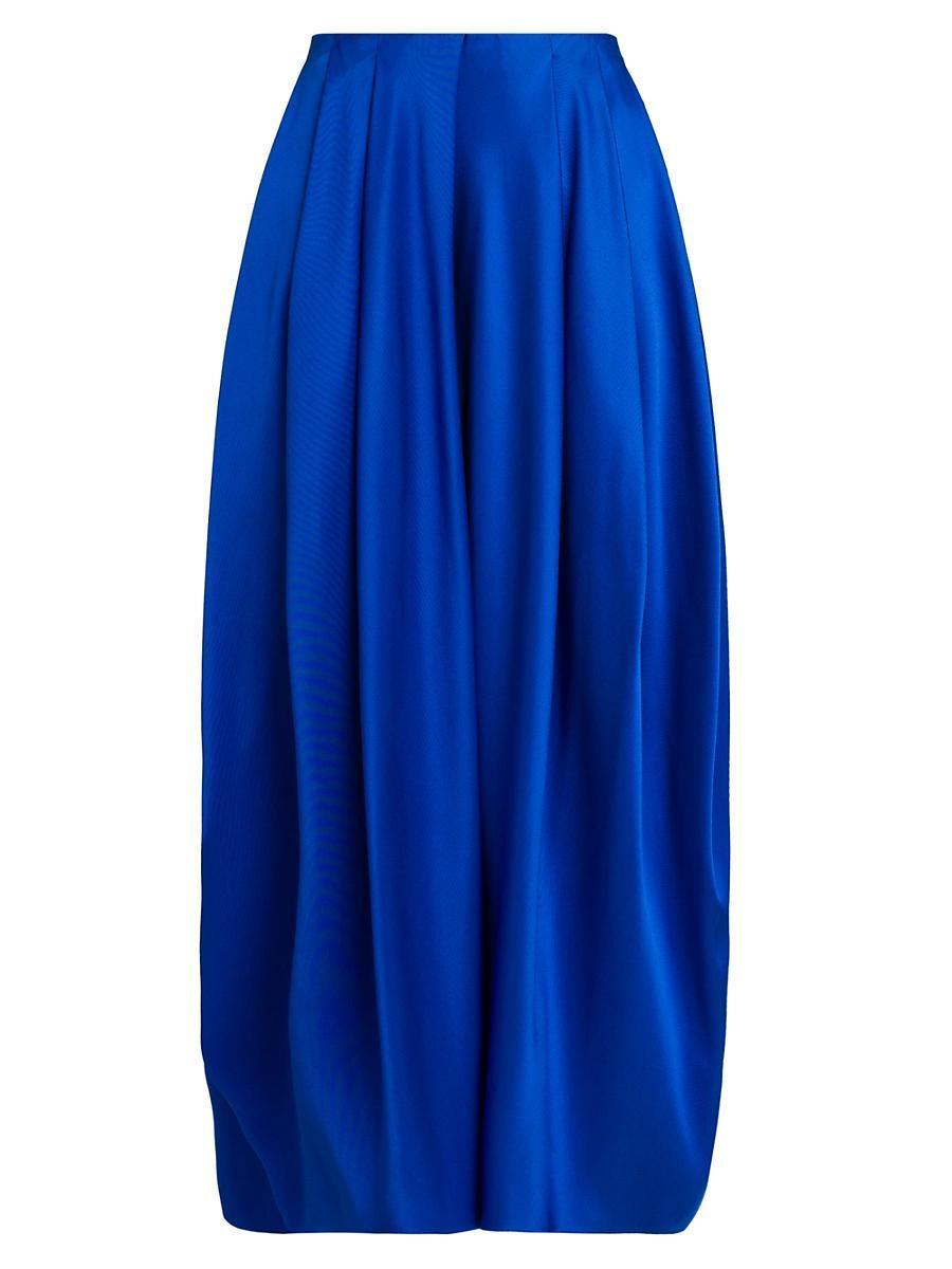 Womens Pleated Silk Satin Skirt Product Image