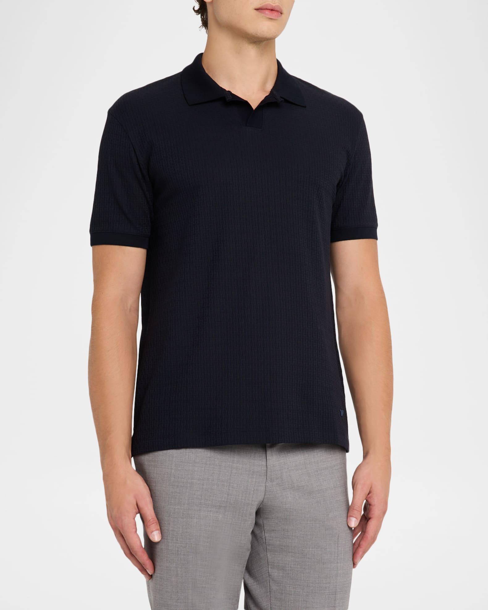 Men's Chain Stitch Jacquard Knit Polo Shirt Product Image