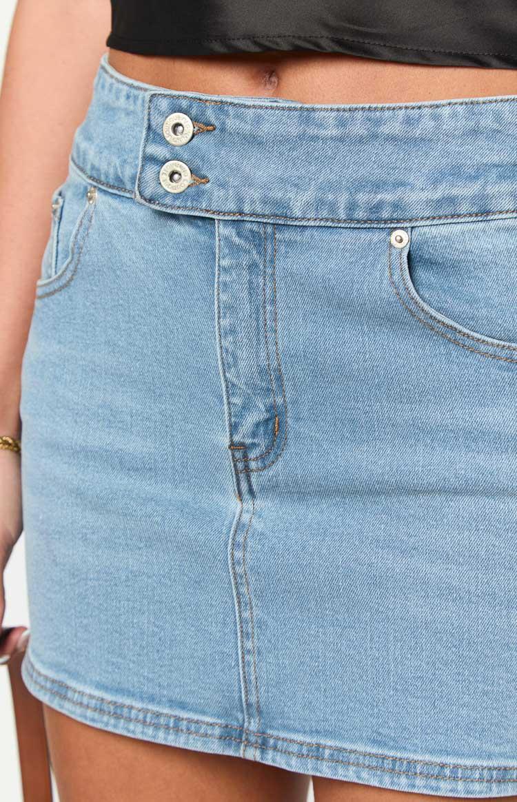 Ria Light Wash Denim Mini Skirt Product Image