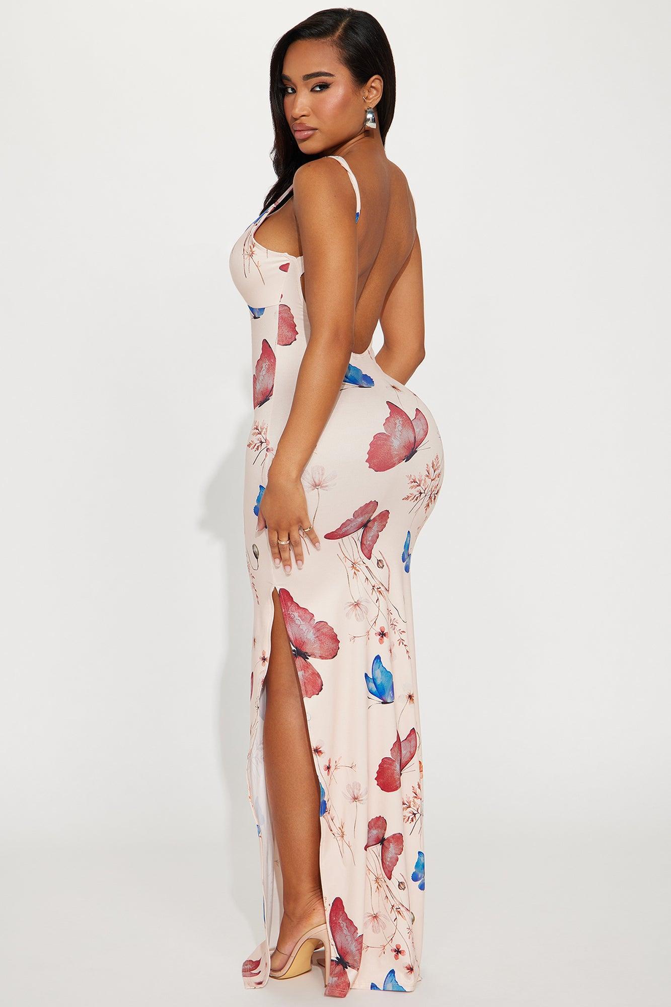 Desi Butterfly Maxi Dress - Taupe/combo Product Image