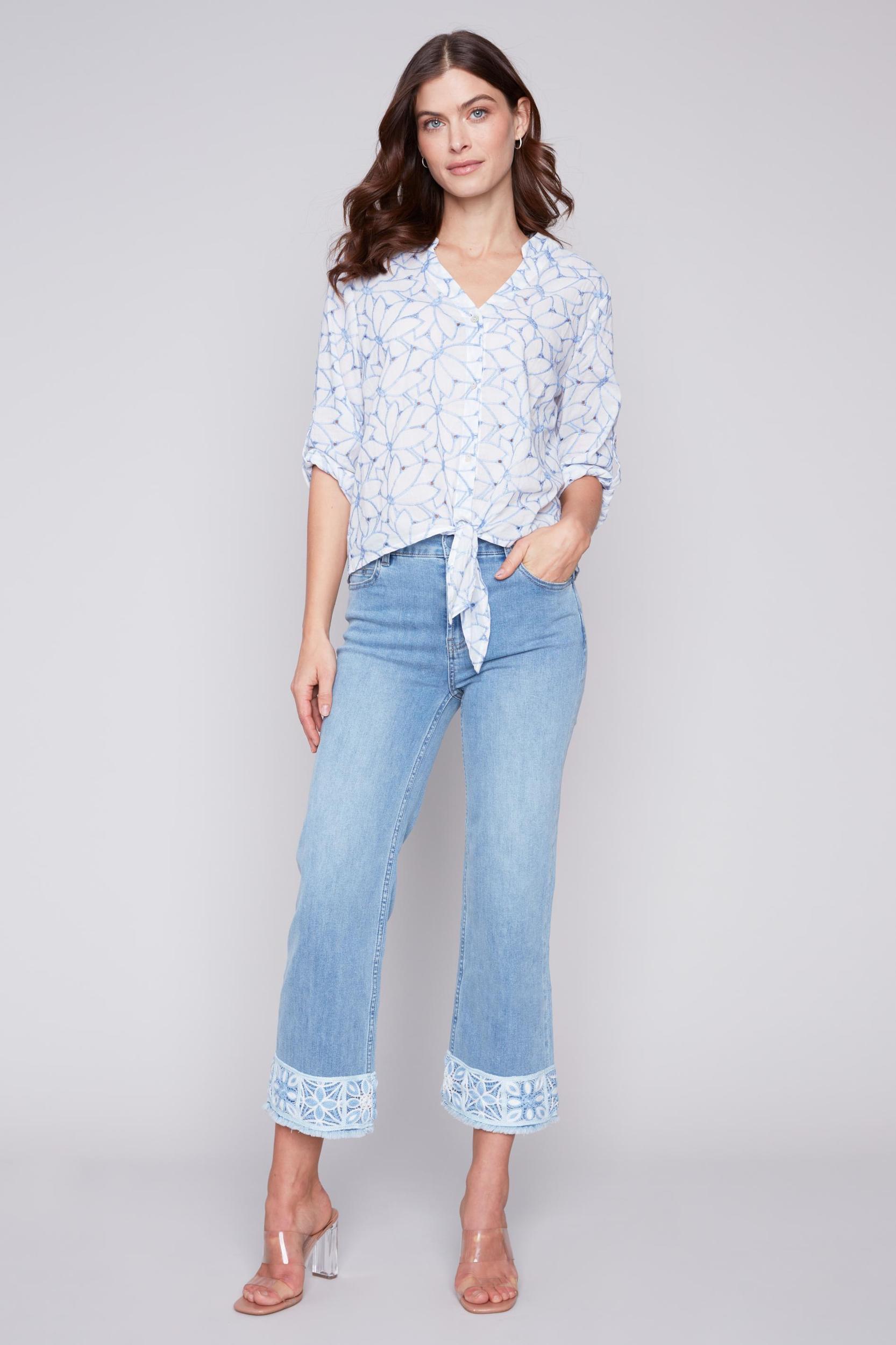 Long Sleeve Shirt with Button and Knot Product Image