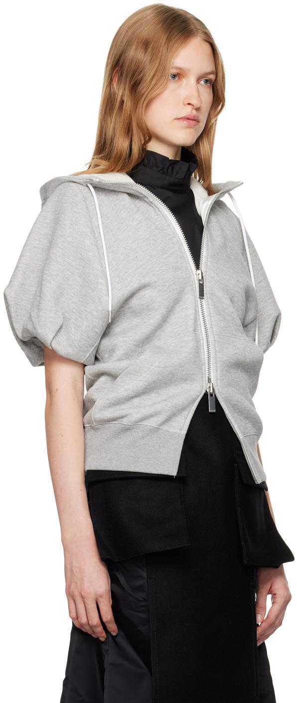 SACAI Gray Puff Sleeve Hoodie In 376 L/gray Product Image