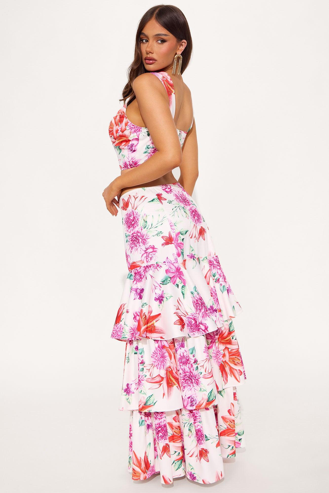 Blooming Season Maxi Skirt Set - White/combo Product Image