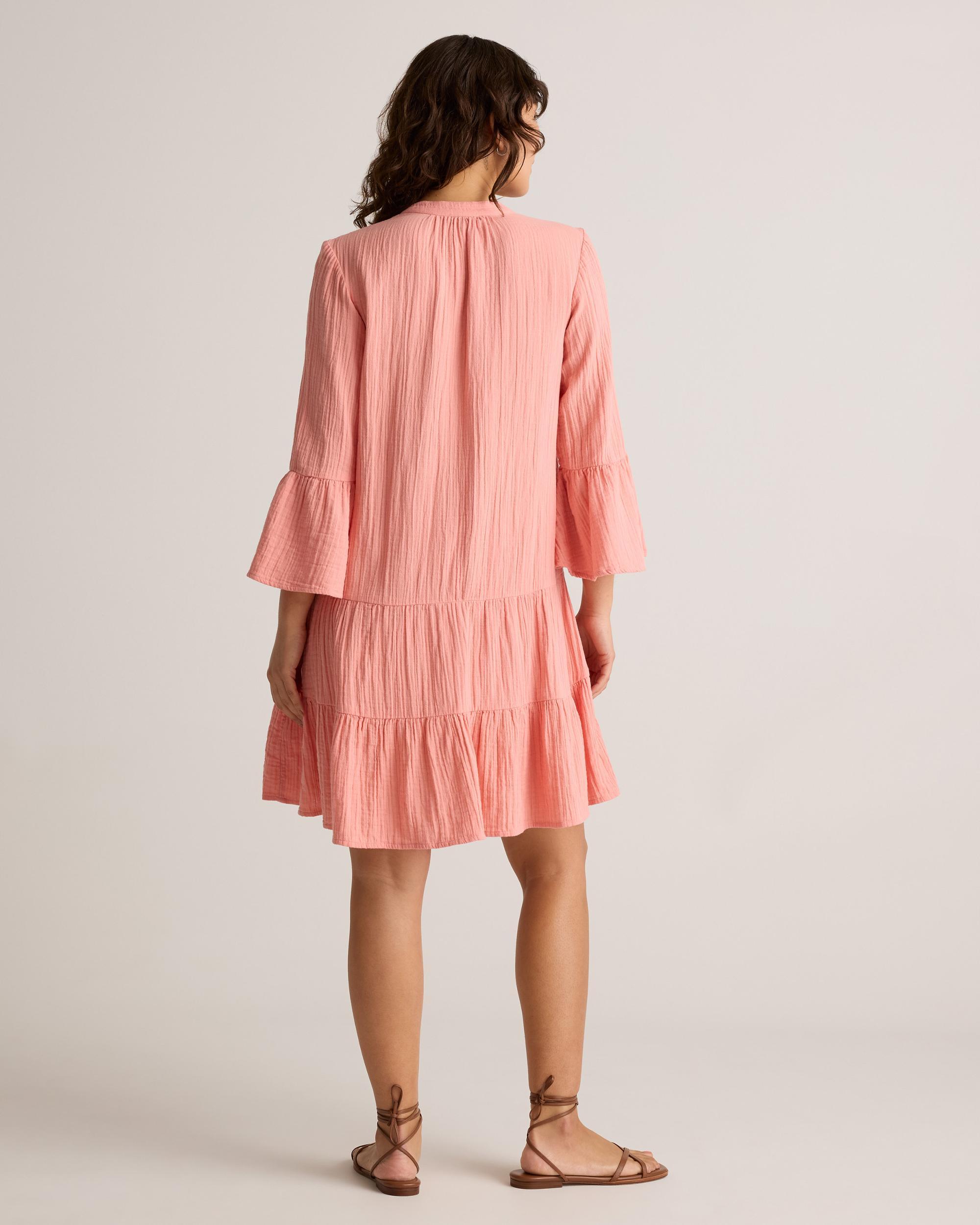 Quince | Women's Gauze Long Sleeve Tiered Mini Dress Organic Cotton Product Image