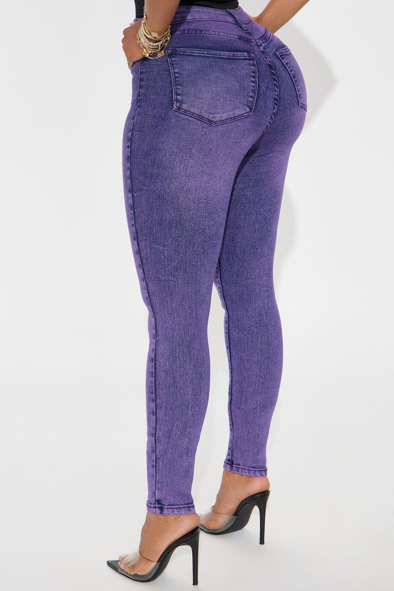 Out The Door High Waist Skinny Jeans - Purple Product Image