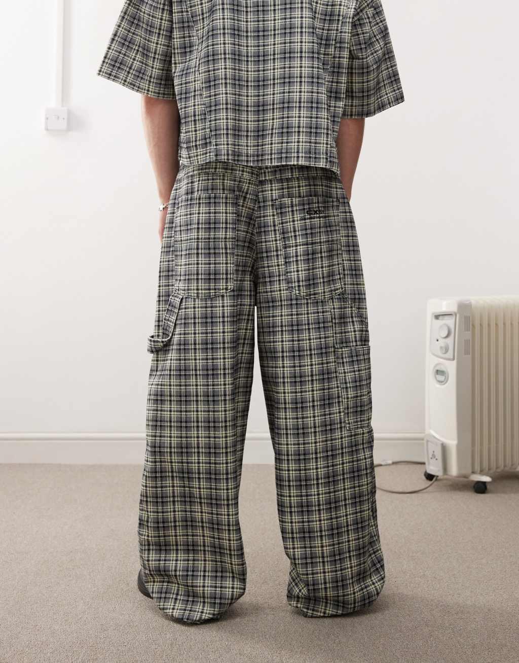 COLLUSION X002 baggy jeans in black and white check - part of a set Product Image