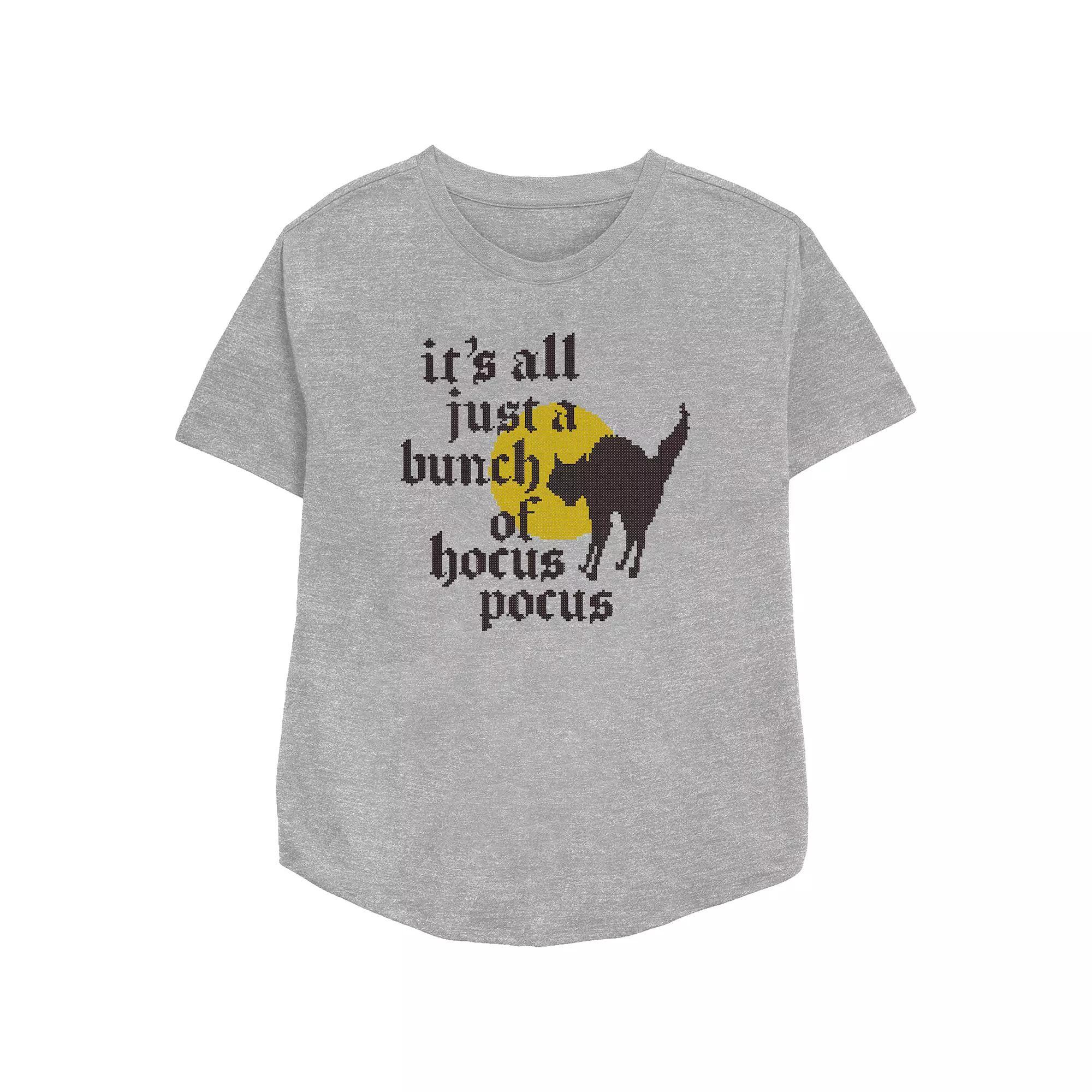 Disney's Hocus Pocus Thackery Binx It's All Just A Bunch Of Hocus Pocus Women's Relaxed Fit Graphic Tee, Size: Large, Athletic Grey Product Image