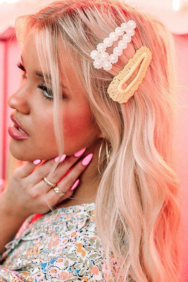 Divine Bliss Hair Clip Set In Yellow Product Image