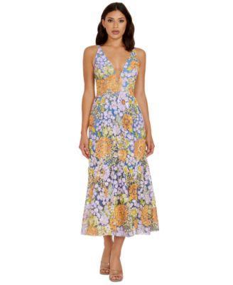 Dress the Population Womens Sequin V-Neck Midi Dress Product Image