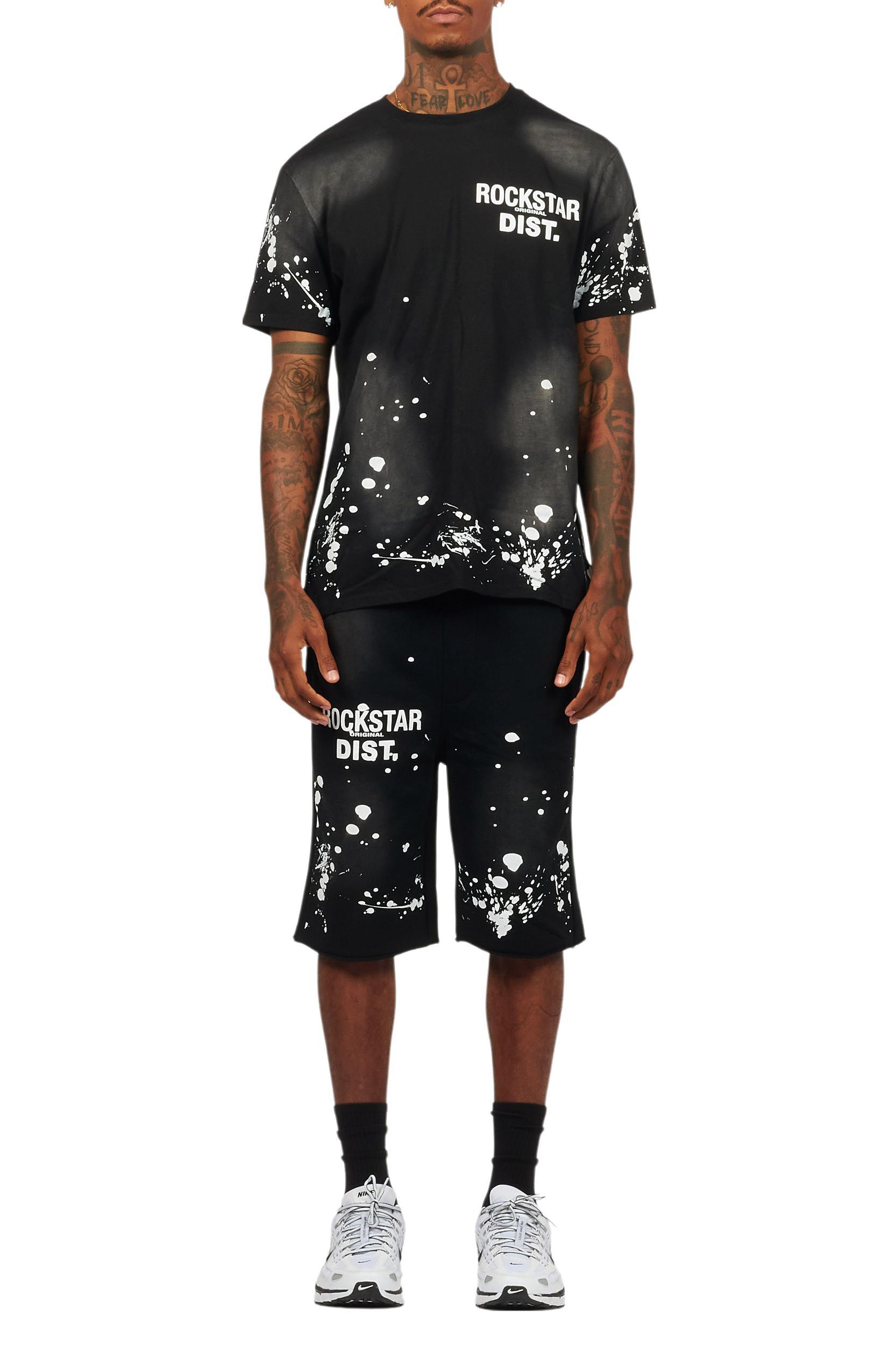 Rafix Black Graphic T-Shirt Short Set Male Product Image