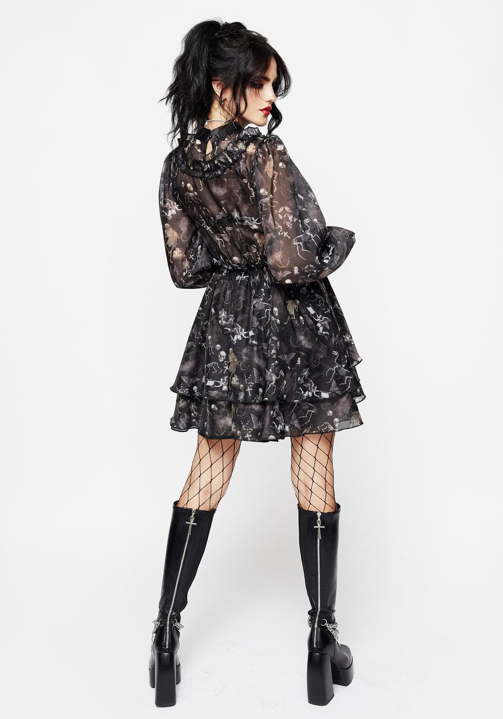 Melancholia Frill Yoke Layered Organza Mini Dress Product Image