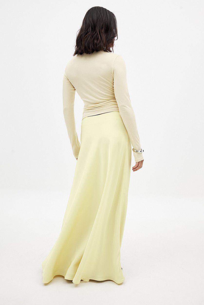 Mid Waist Maxi Satin Skirt Product Image