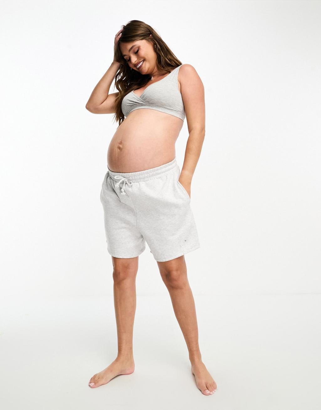 Lindex MOM Maternity 2 pack bras in gray and black Product Image