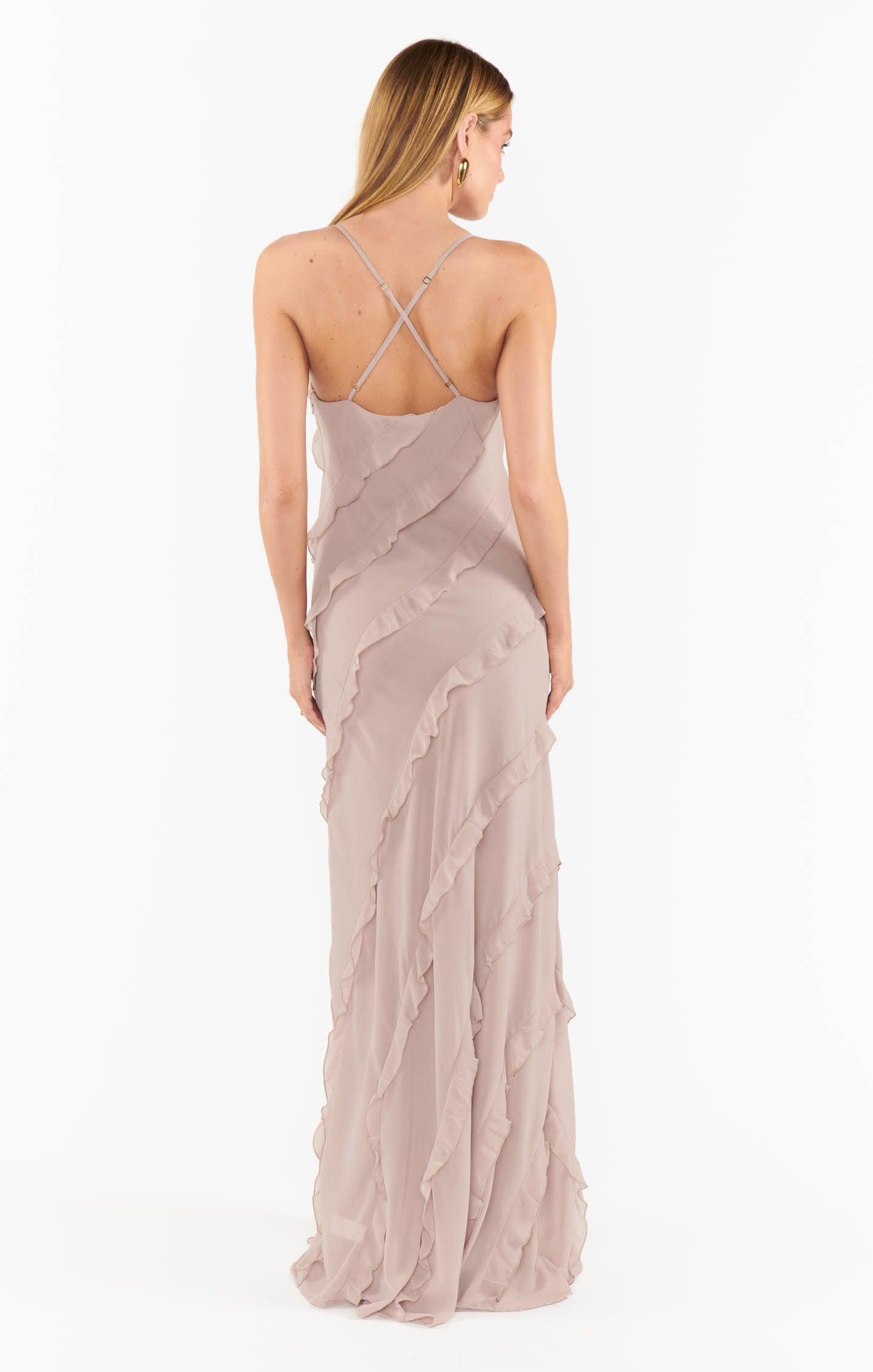 Romance Ruffle Dress ~ Soft Beige Chiffon Product Image