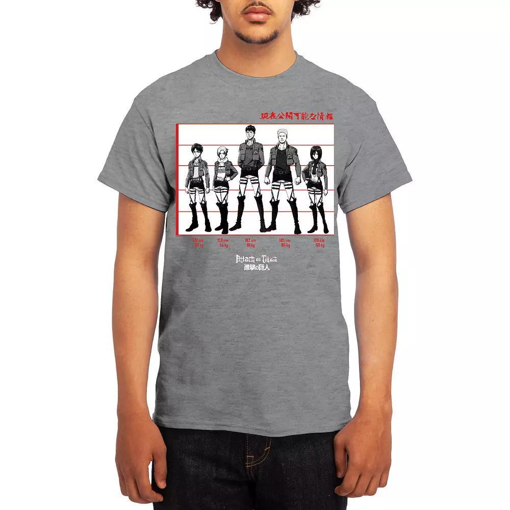 Men's Attack on Titan Black & White Lineup Tee, Boy's, Size: Medium, Grey Lt Blue Product Image