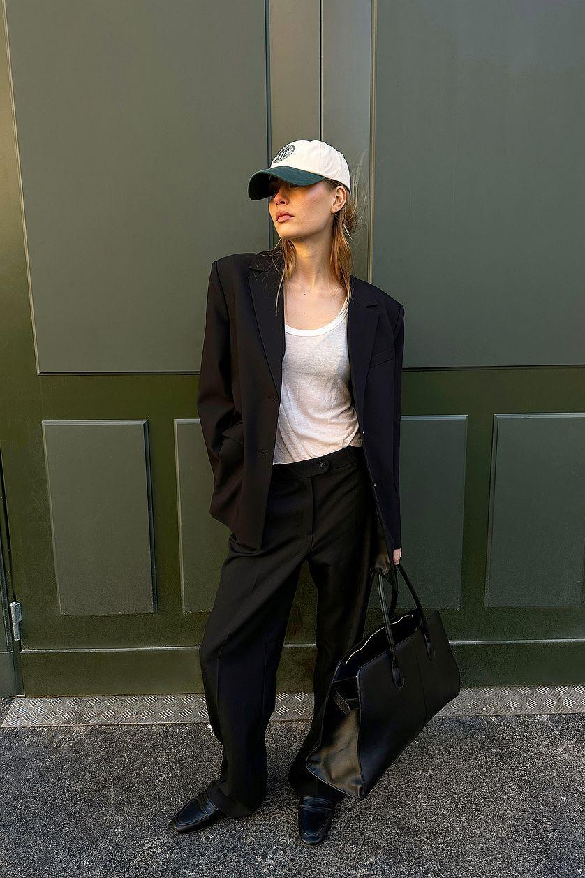 Tailored Mid Waist Suit Pants Product Image