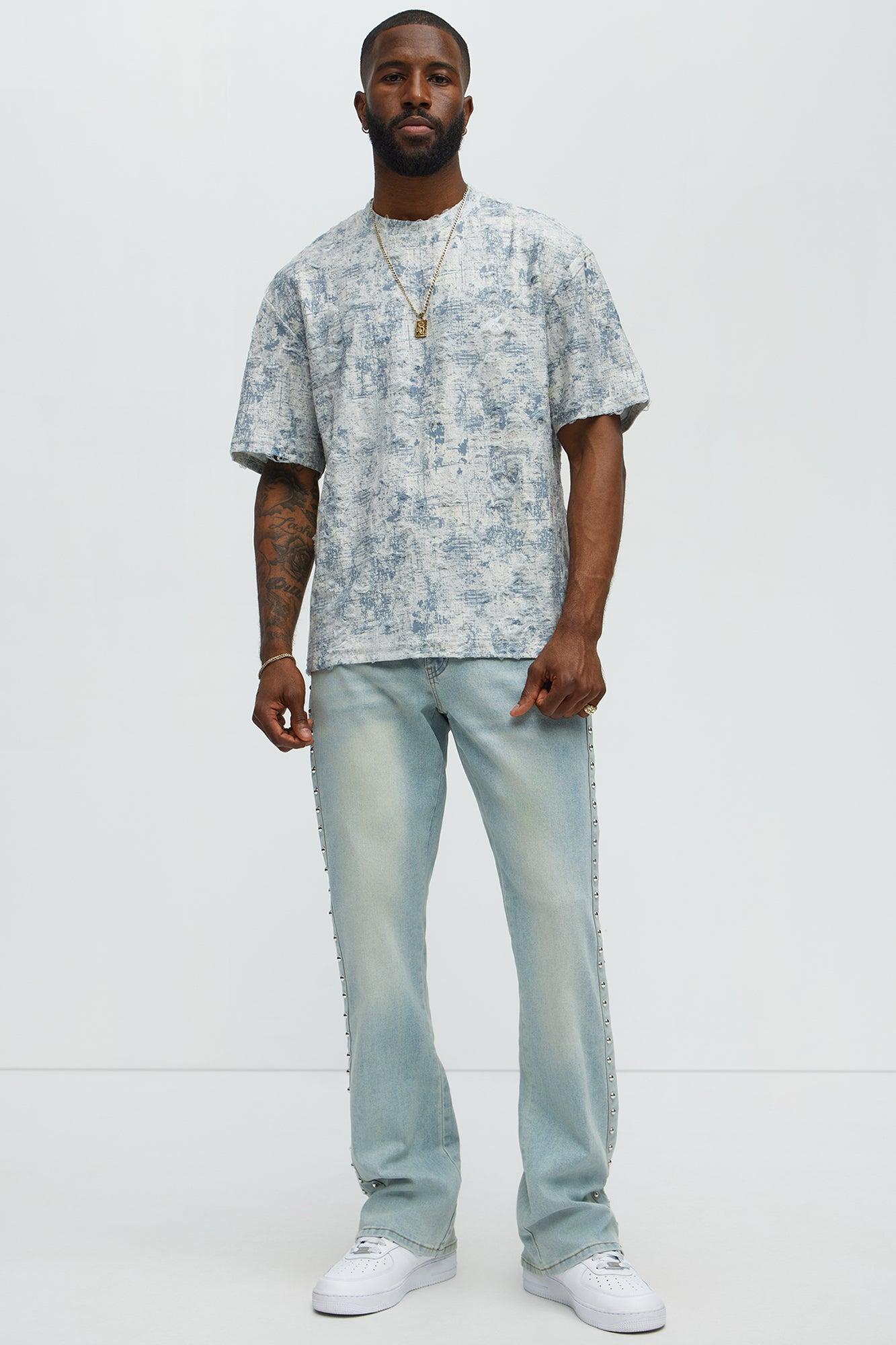 Stacked Slim Flare Stud On The Side Jeans - Light Wash Product Image