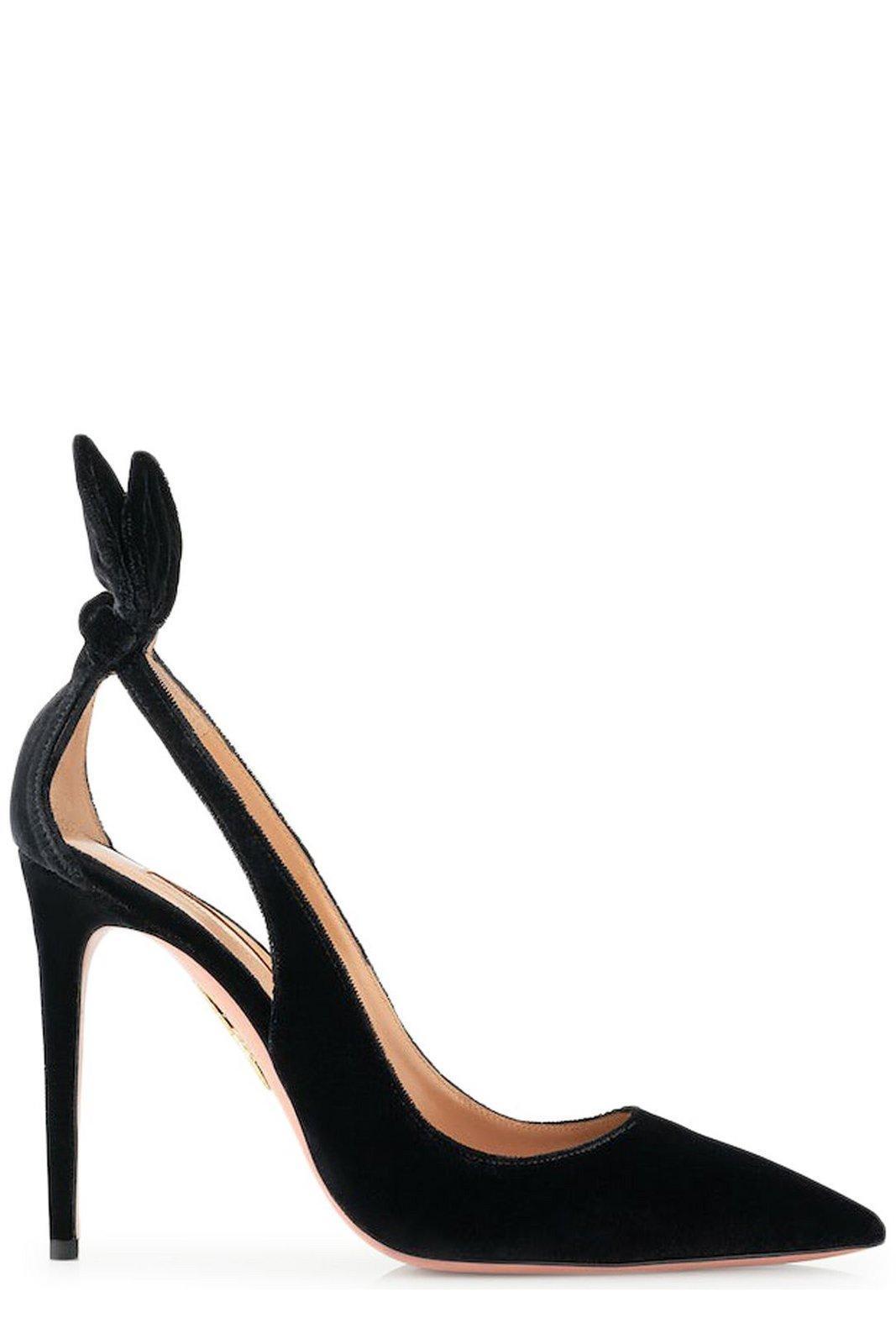 AQUAZZURA Bow Tie 85 Suede Pumps In Black Product Image