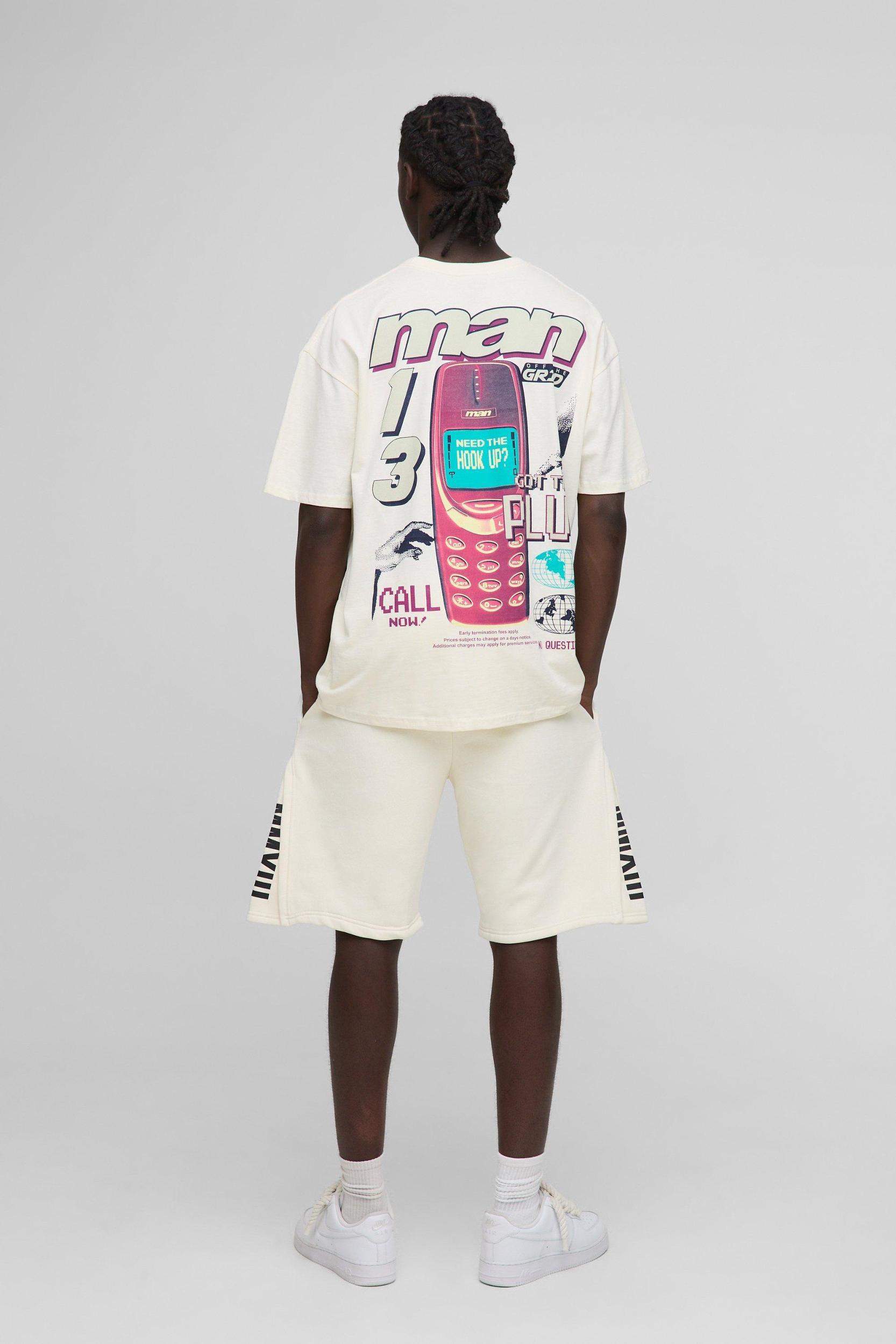 Oversized Retro Digi Phone Graphic T-Shirt | boohooMAN USA Product Image