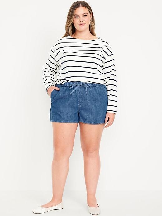 High-Waisted Baggy Jean Shorts Product Image