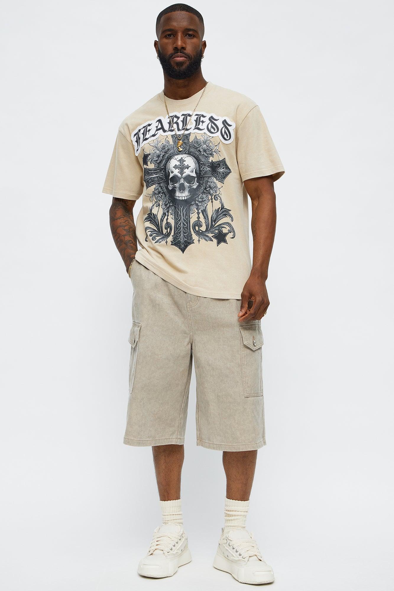 Repent And Fearless Short Sleeve Tee - Khaki Male Product Image