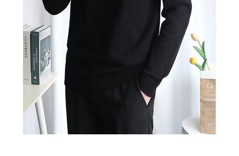 Turtleneck Plain Sweater Product Image