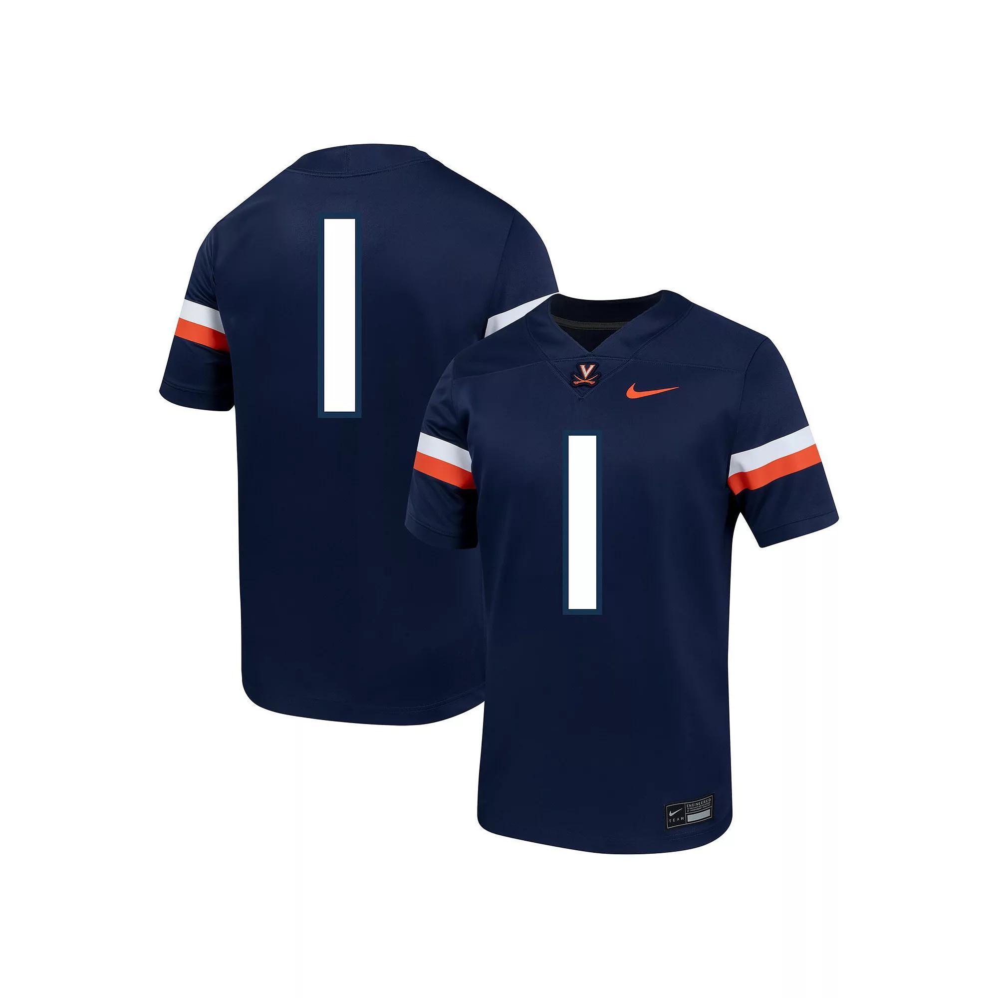 Men's Nike #1 Navy Virginia Cavaliers Untouchable Football Jersey, Size: 3XL, Blue Product Image