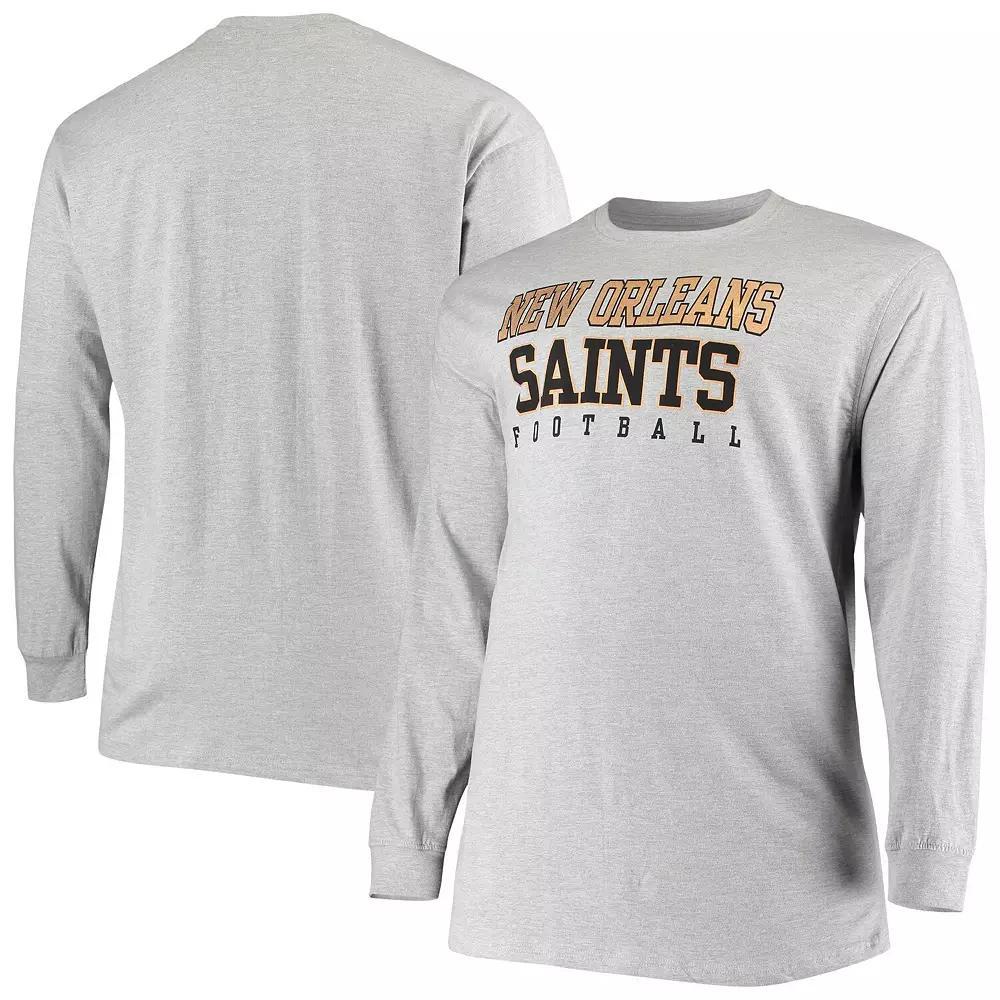Mens Fanatics Branded Heathered Gray New Orleans Saints Big & Tall Practice Long Sleeve T-Shirt Product Image