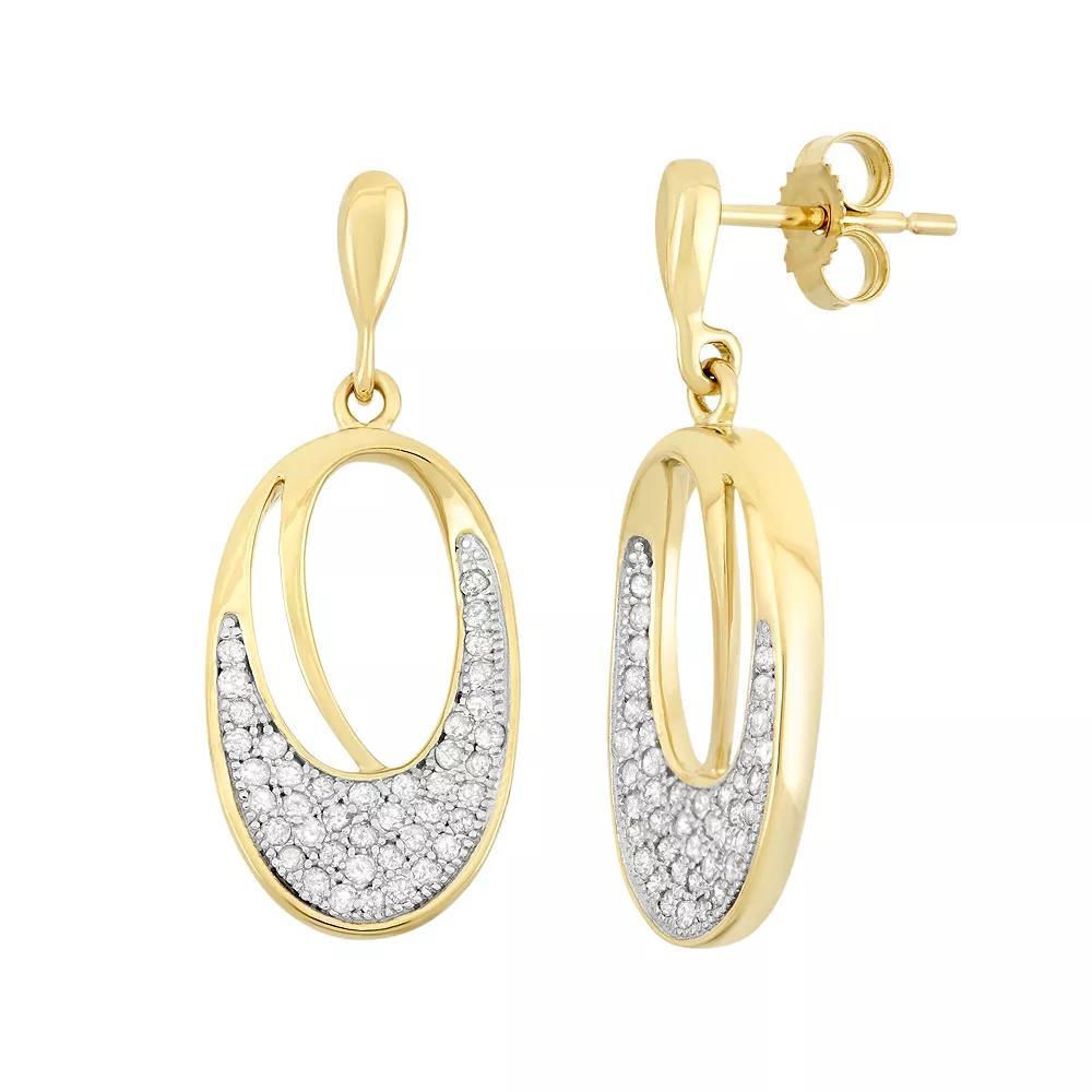 3/8 Carat T.W. Diamond 10k Gold Oval Drop Earrings, Women's, White Product Image