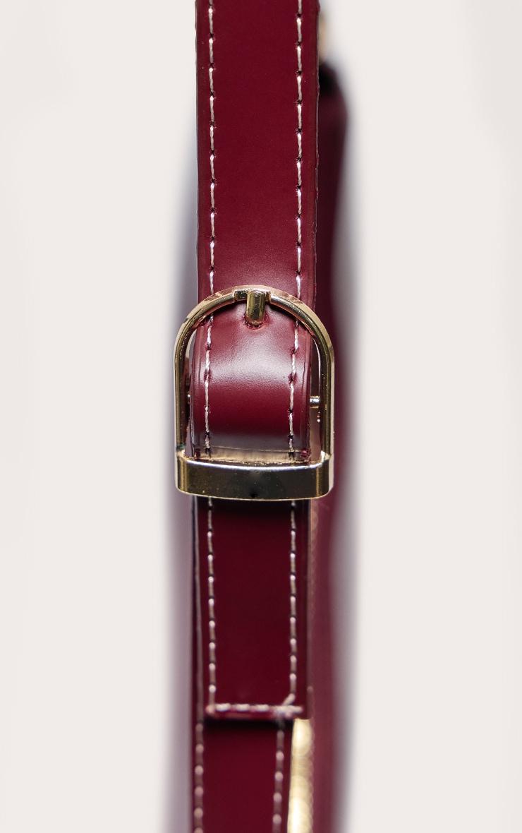 Burgundy PU Contrast Stitch Shoulder Bag Product Image