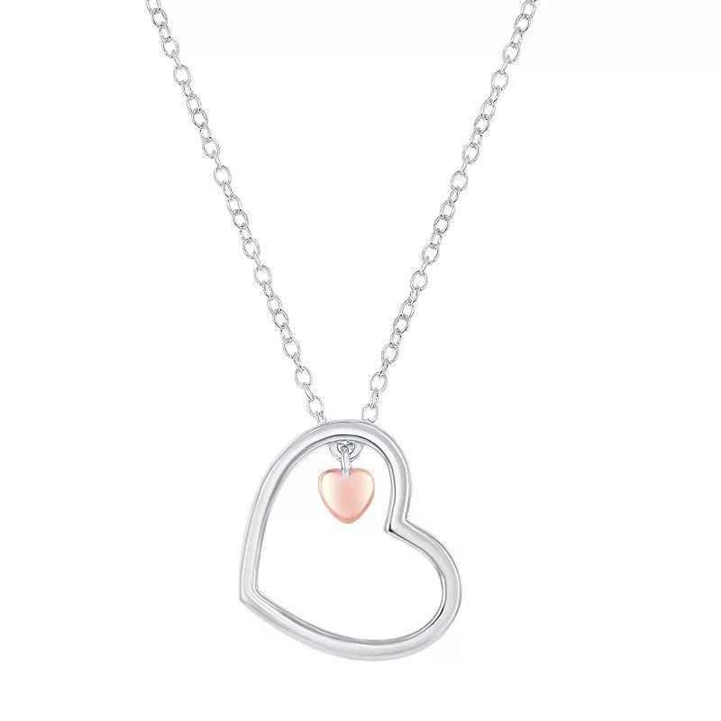 Sterling Silver Double Heart Necklace, Women's, Size: 16-18" ADJ, Pink Tone Product Image
