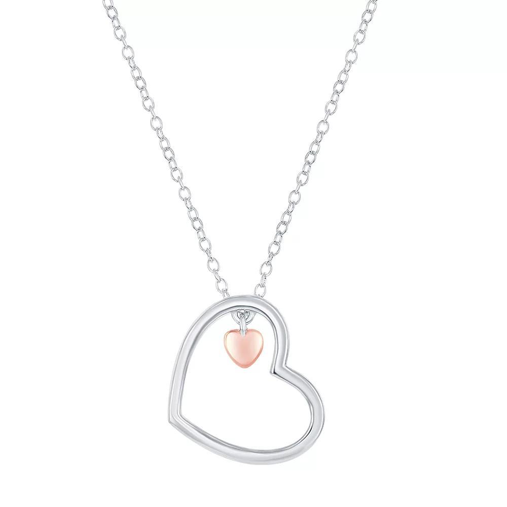 Sterling Silver Double Heart Necklace, Women's, Size: 16-18" ADJ, Pink Tone Product Image