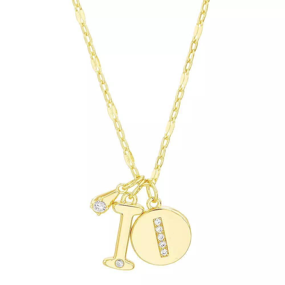 Paige Harper 14k Gold Flash Plated V-Cluster Initial & Cubic Zirconia Charm Necklace, Womens Gold Tone I Product Image