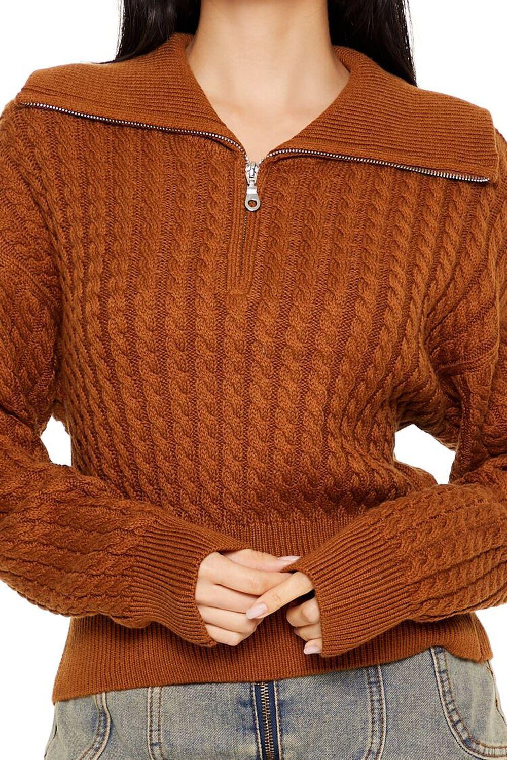 Half-Zip Cable Knit Sweater | Forever 21 Product Image