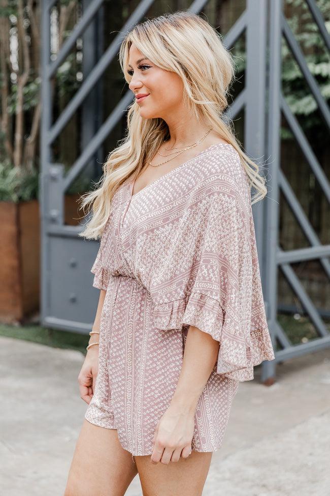 Can't Live Without You Taupe Tribal Printed Romper FINAL SALE Product Image