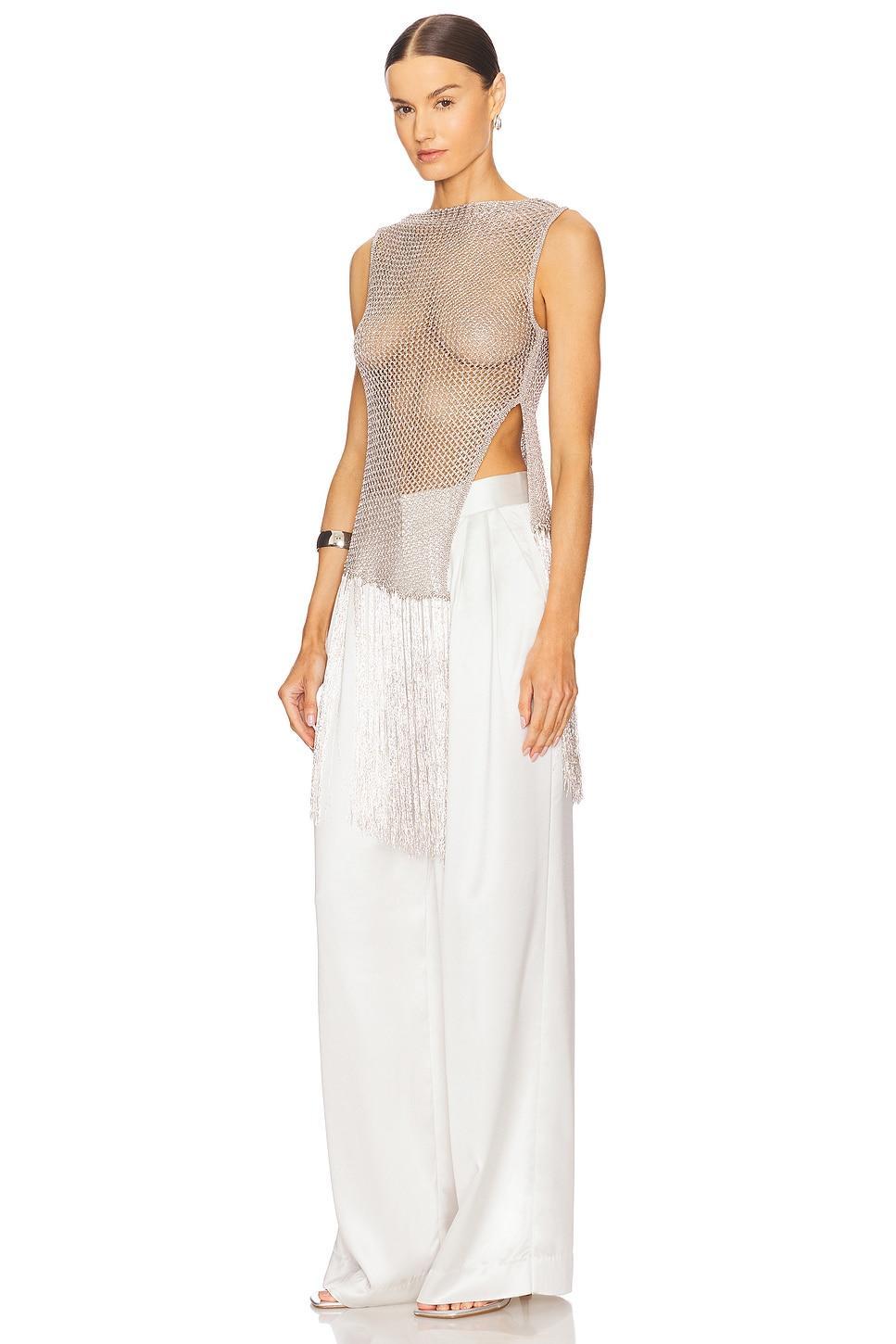 Metallic Netting Fringe Asymmetric Top Lapointe Product Image
