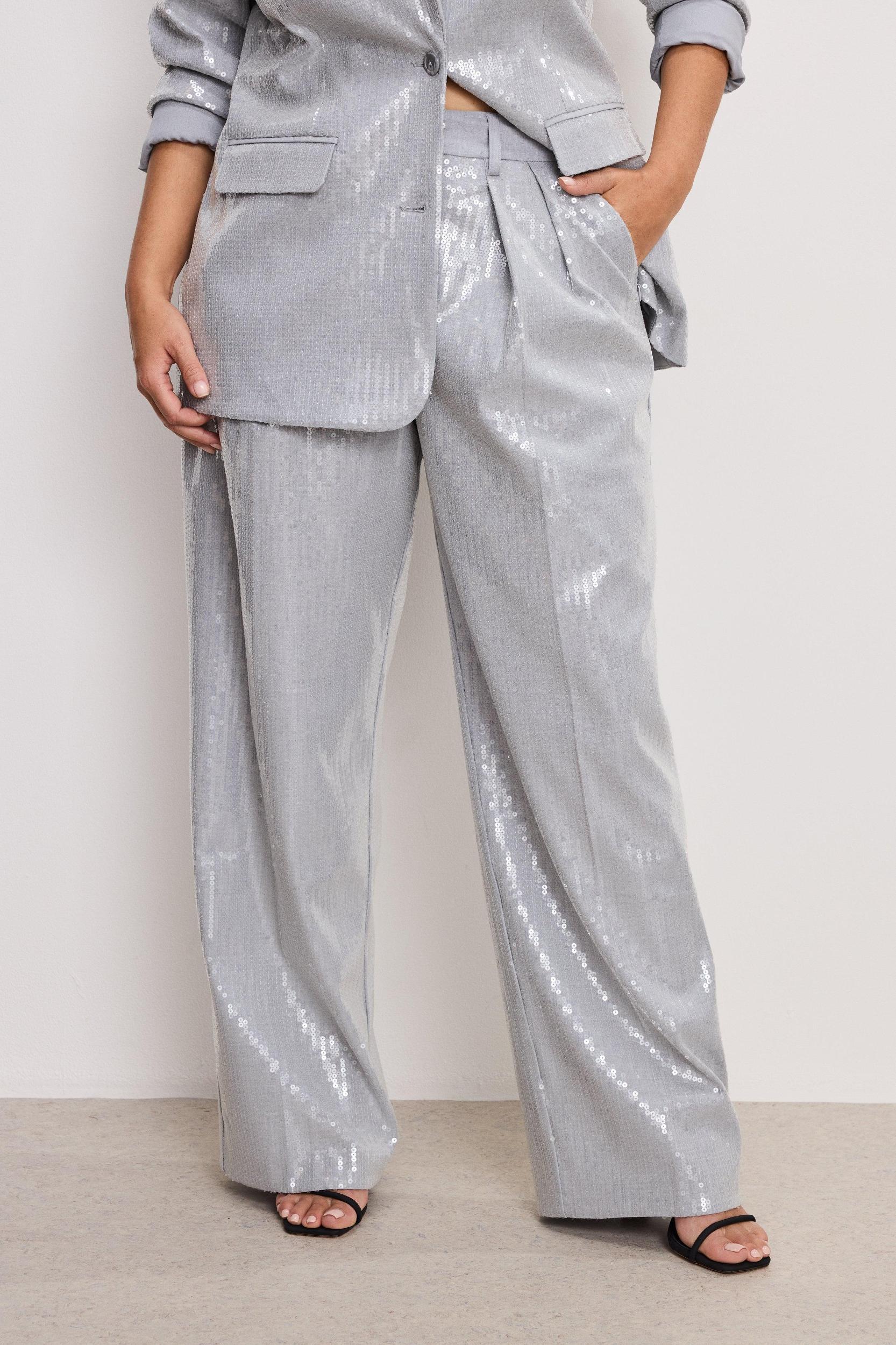 GOOD '90s SEQUIN TROUSERS | HEATHER GREY001 Product Image