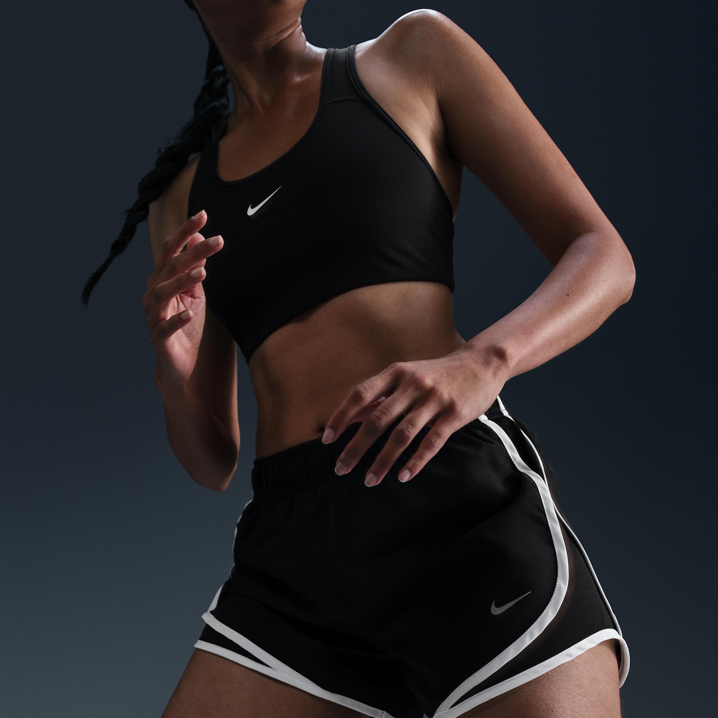Women's Nike Tempo Dri-FIT Mid-Rise 3-in. Running Shorts, Size: Large, Black White Product Image