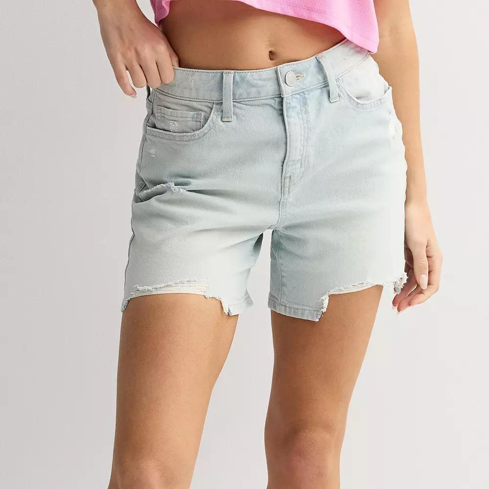 Juniors' SO® High-Rise 90s Loose Jean Shorts, Girl's, Size: 17, Superlight Product Image