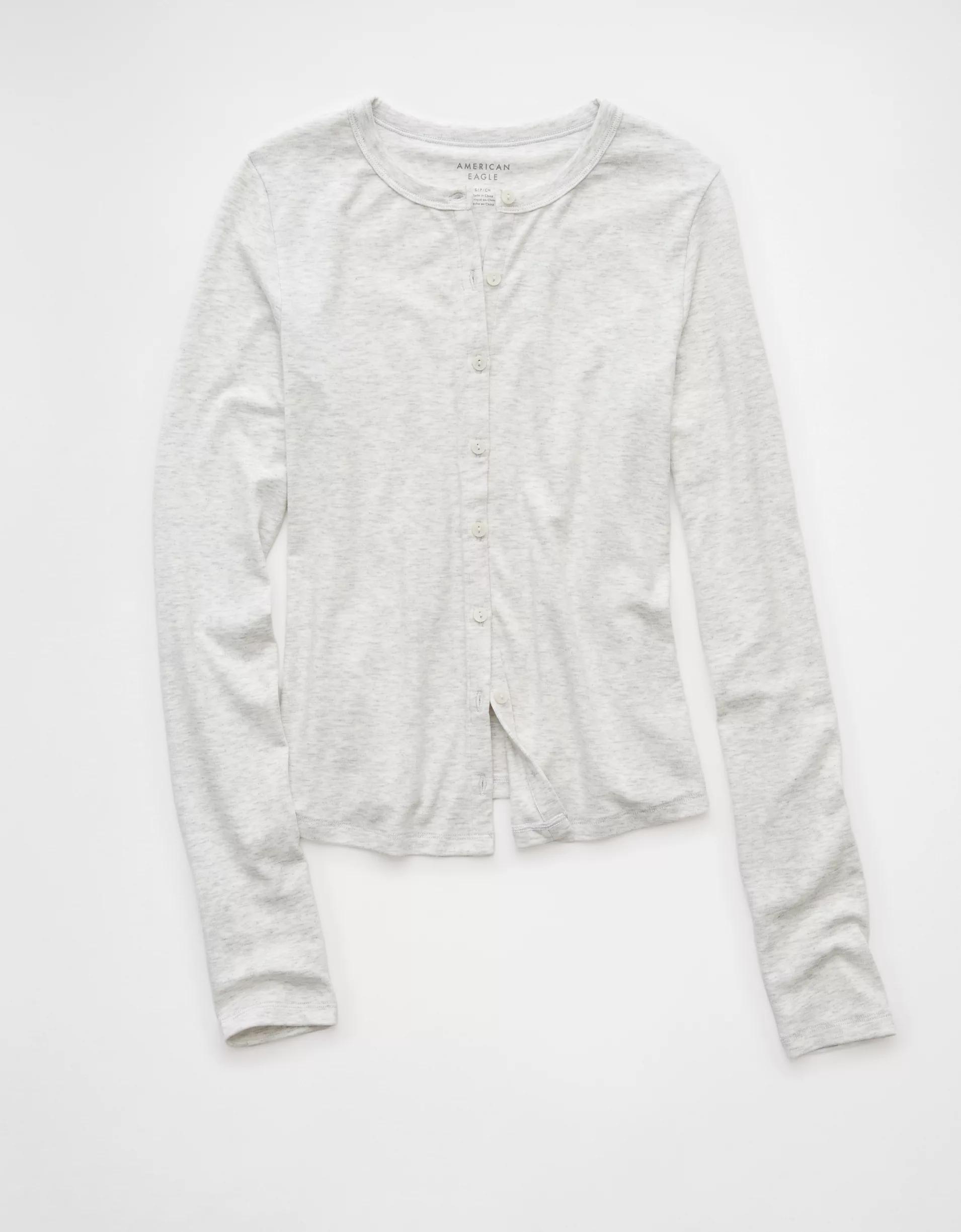AE Long-Sleeve Button-Up T-Shirt Product Image