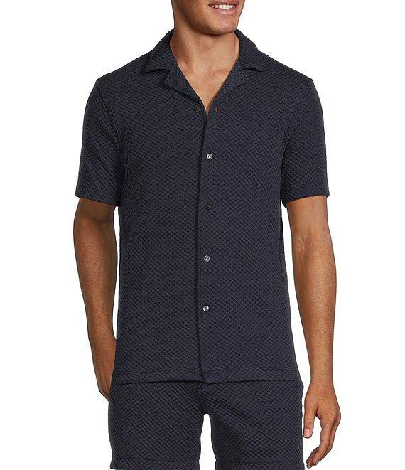 Murano Slim Fit Textured Short Sleeve Woven Camp Shirt Product Image