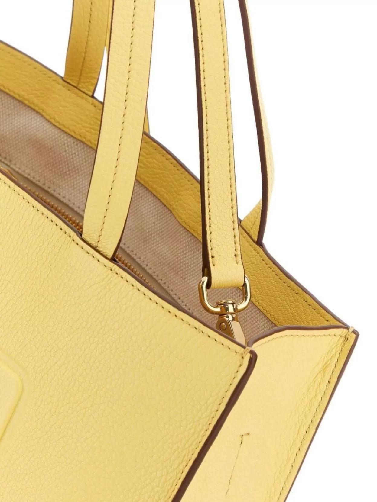 MIU MIU Structured Leather Tote With Adjustable Straps In Yellow Product Image