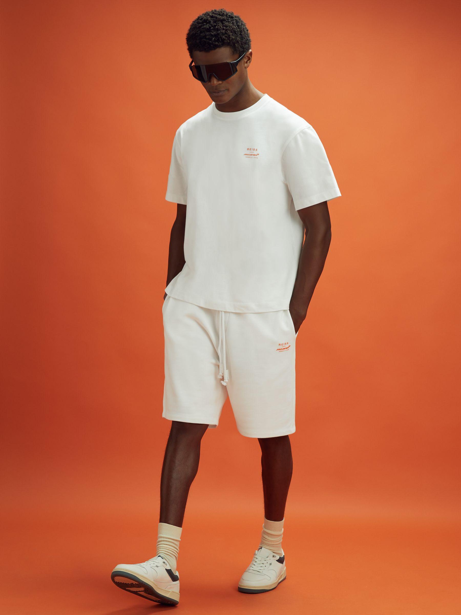 McLaren F1 Cotton Drawstring Shorts in White Product Image