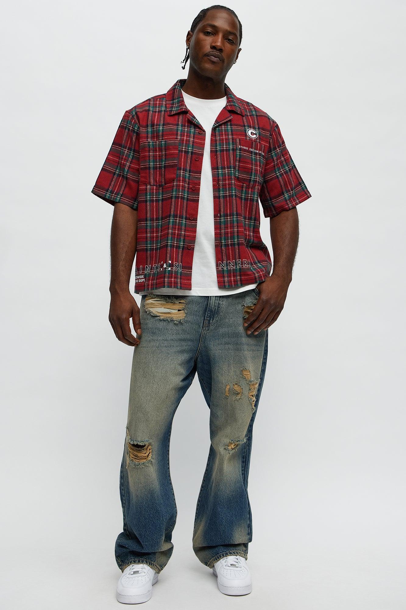Its Giving Distressed Baggy Jeans - Vintage Blue Wash Product Image