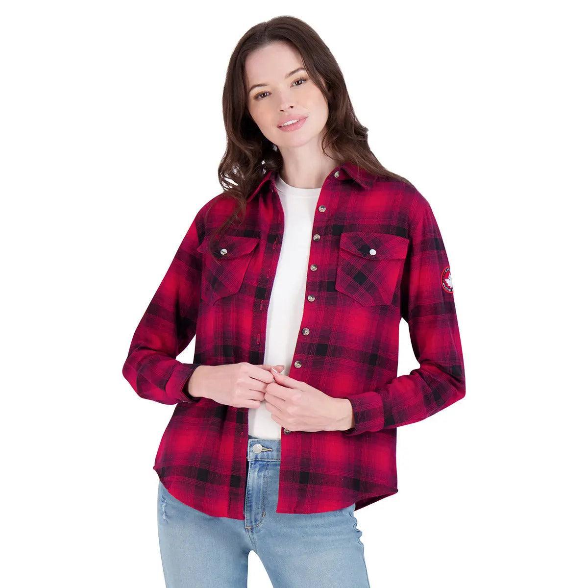 Canada Weather Gear Women's Vintage Plaid Double Pocket Shirt Product Image
