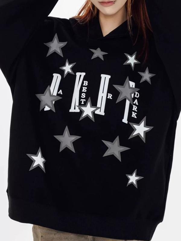 Star Letter Print Oversized Hoodie Product Image