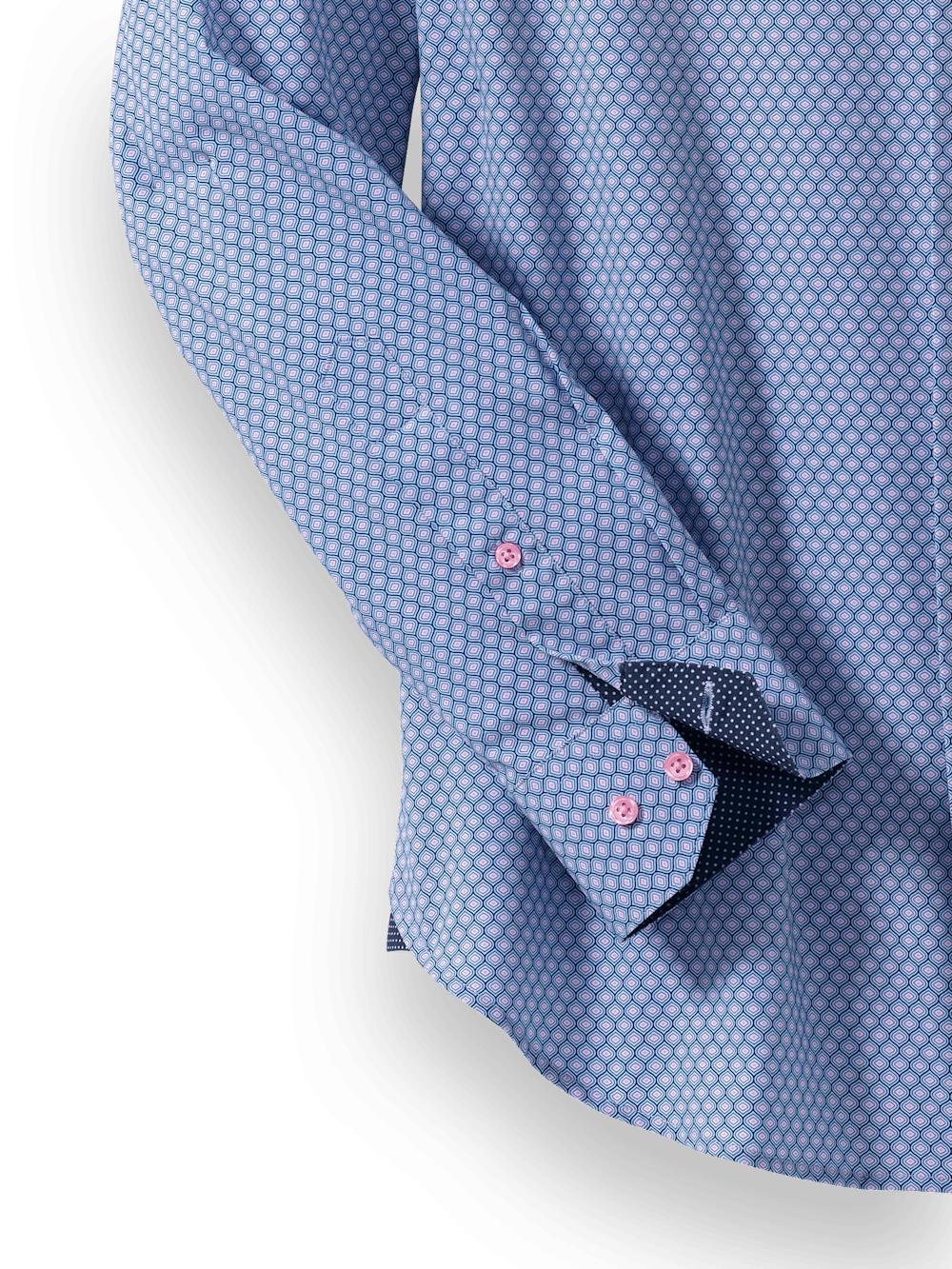 Performance Stretch Geometric Casual Shirt - Blue/pink Product Image