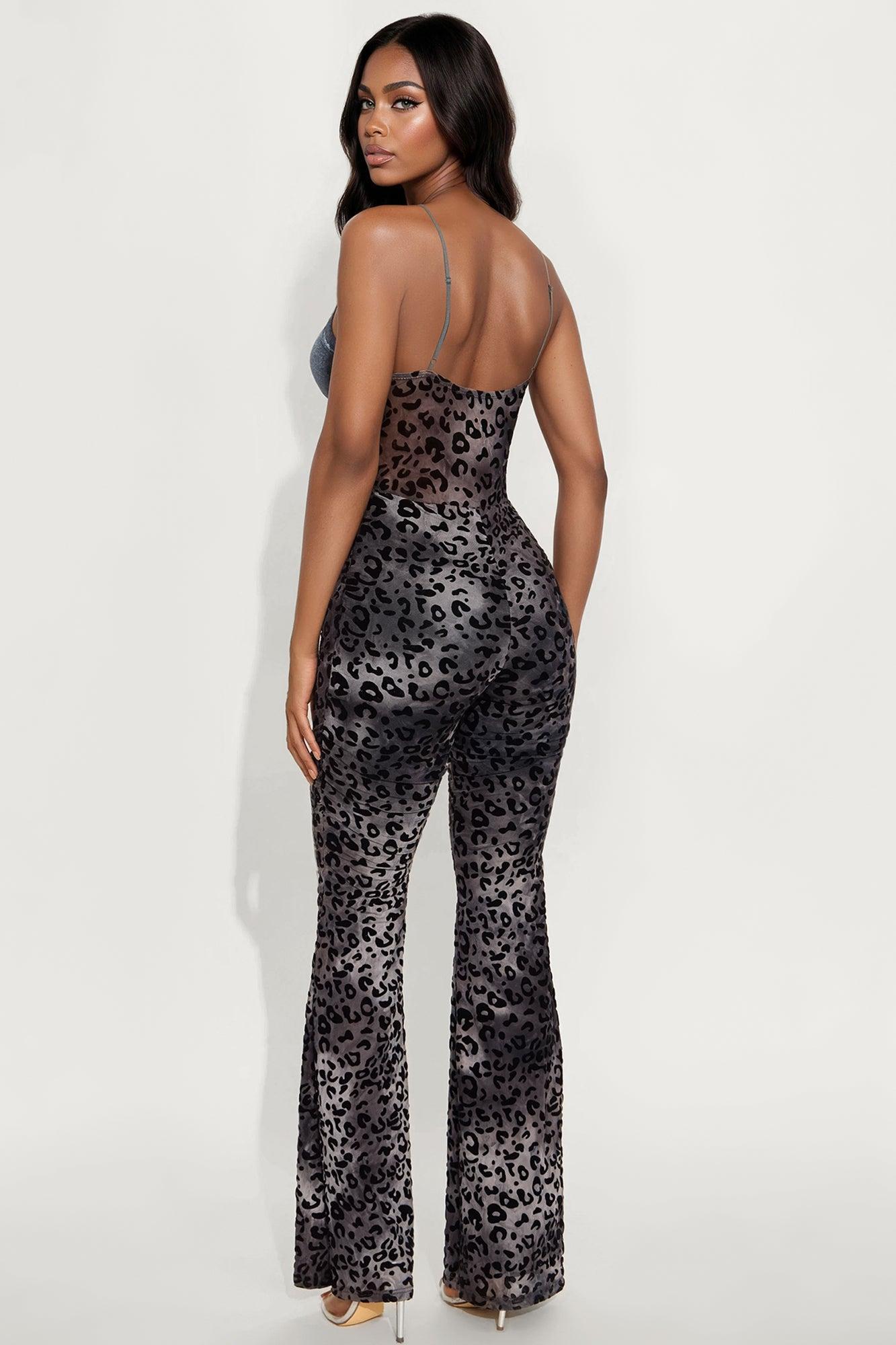 Leave No Trace Leopard Mesh Jumpsuit - Teal/combo Female Product Image