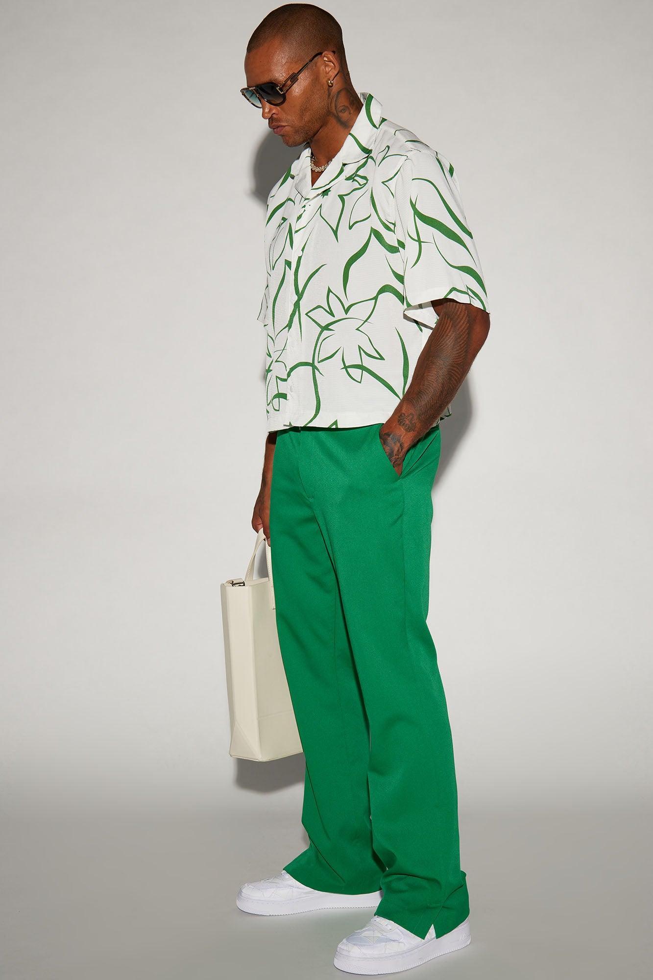 Sweet Leaf Cropped Button Up Shirt - Cream/combo Product Image