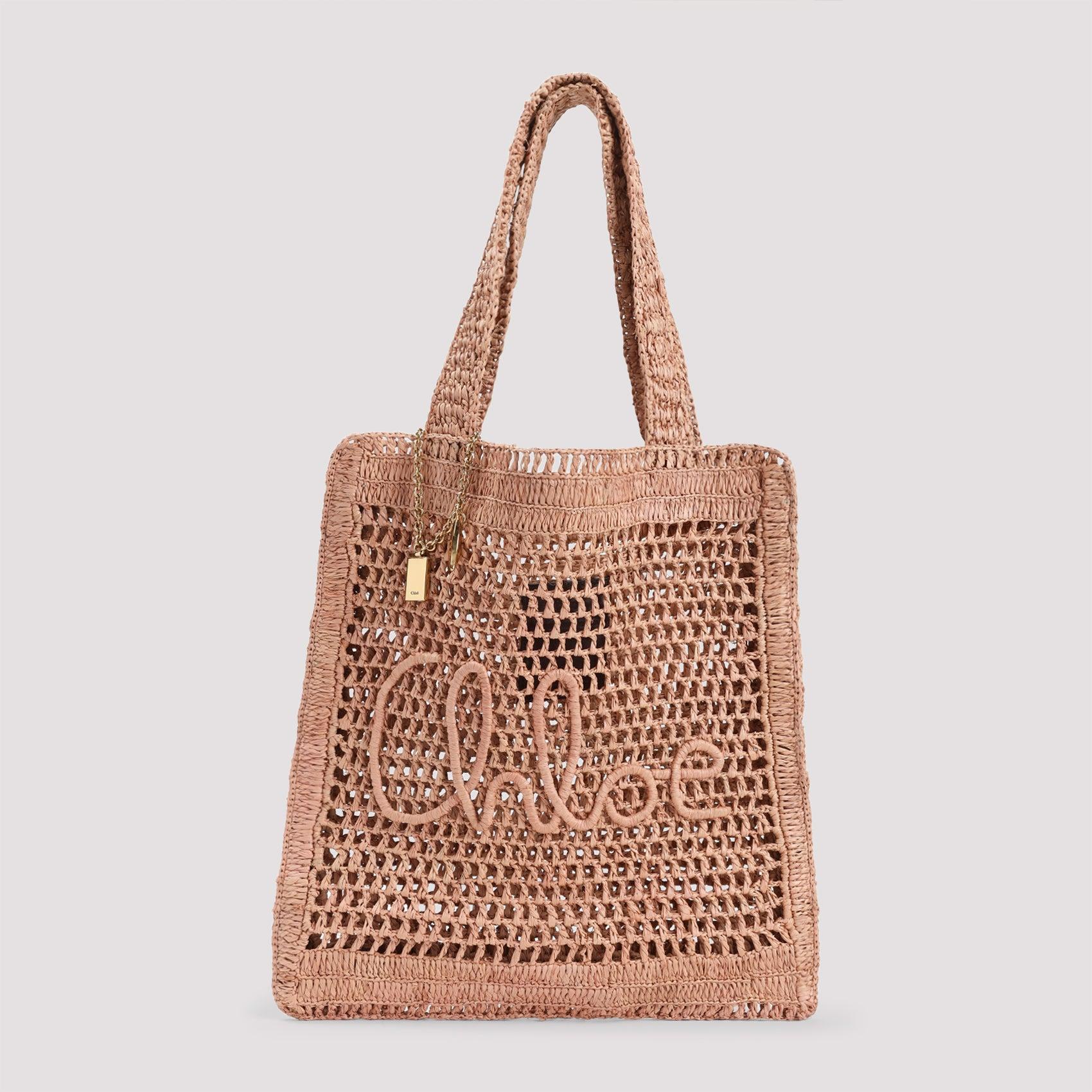 CHLOÉ Summer Banana Embellished Crocheted Embroidered Faux Raffia Tote In Beige Product Image